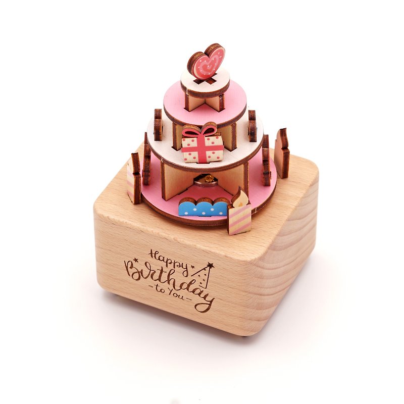 Happy birthday Music Box - Items for Display - Wood Pink