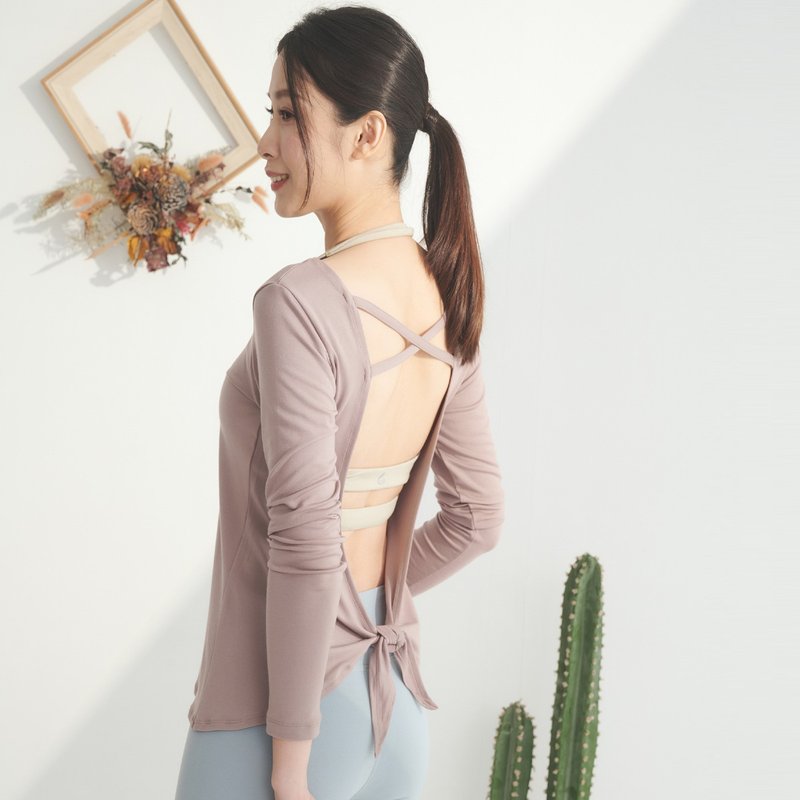 春夏穿搭【Yoga Flow】Gather(L)Sleeve-Camel  快速出貨 - 瑜珈服/瑜珈褲 - 聚酯纖維 