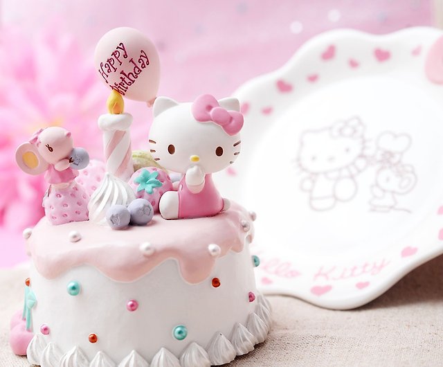 Taiwan JARLL Hello Kitty Birthday Macarons Cake Figures Ceramic Music Box Gift