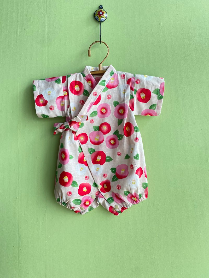 赤ちゃん甚平  日式嬰兒甚平 ８０cm - 包屁衣/連身衣 - 棉．麻 粉紅色