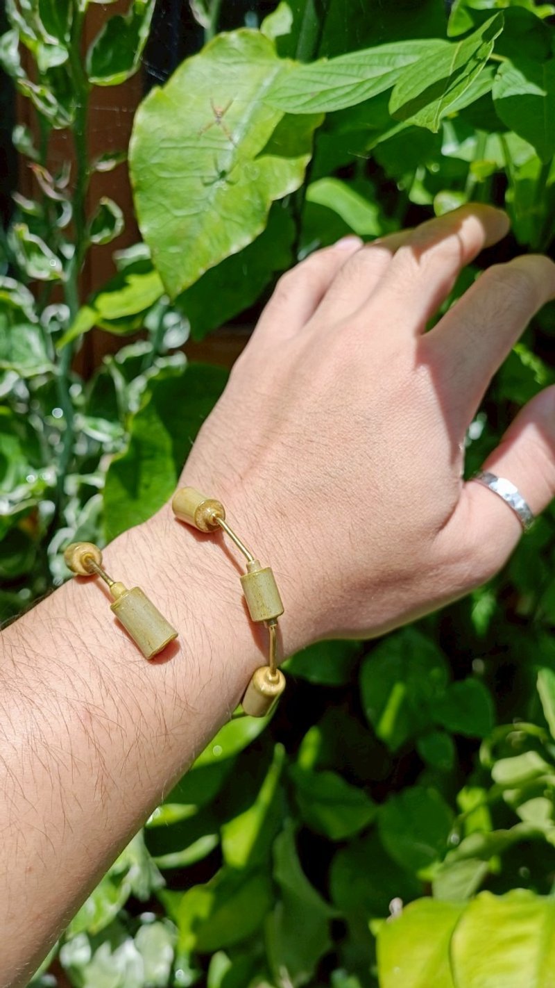 Green clear Paipana bracelet 1 coil - Kaewsai Paipana 1 Coil Bracelet - 手鍊/手環 - 竹 綠色