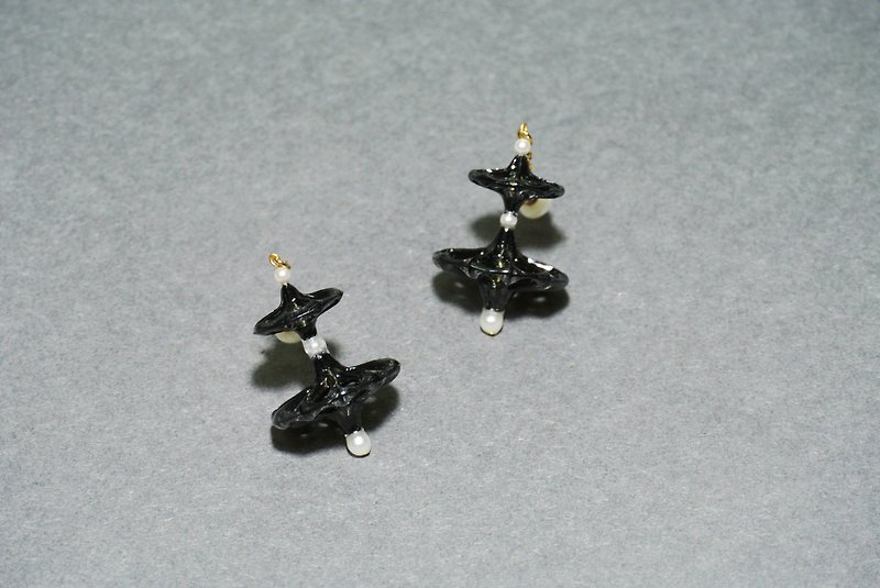 Black planet earrings - Earrings & Clip-ons - Paper Black