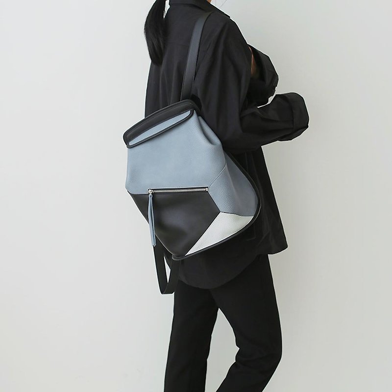 Leather Backpack, Laptop Bag, School Bag - Backpacks - Genuine Leather Blue