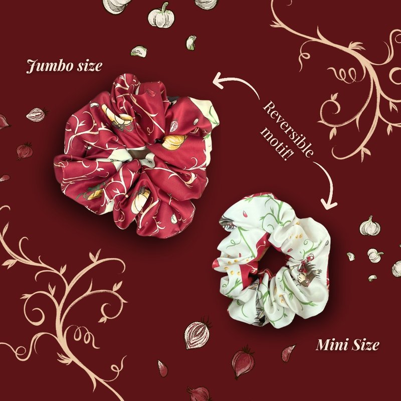 Bawang Merah Bawang Putih Scrunchies - 髮夾/髮圈 - 絲．絹 紅色