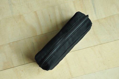 米夏法式甜點/ENDURE ENDURE/黑色帆布長方形大尺寸筆袋/2個暗袋拉鍊