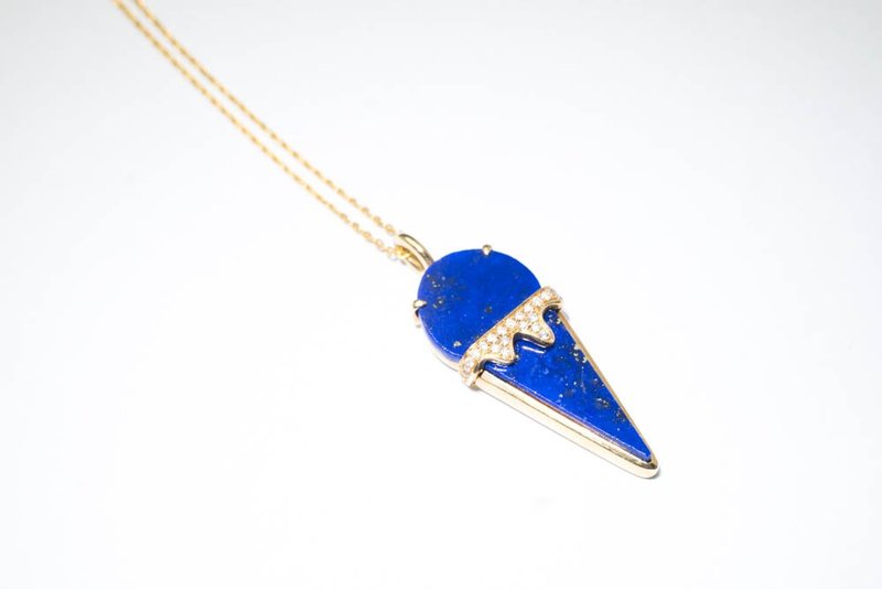 【星空系列-星空味冰淇淋】原創18K金 ins風青金石項鏈 - 項鍊 - 寶石 金色