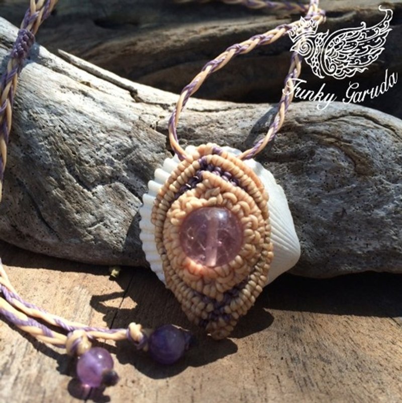 紫水晶 流蘇編織吊墜 amg001 - 項鍊 - 寶石 紫色