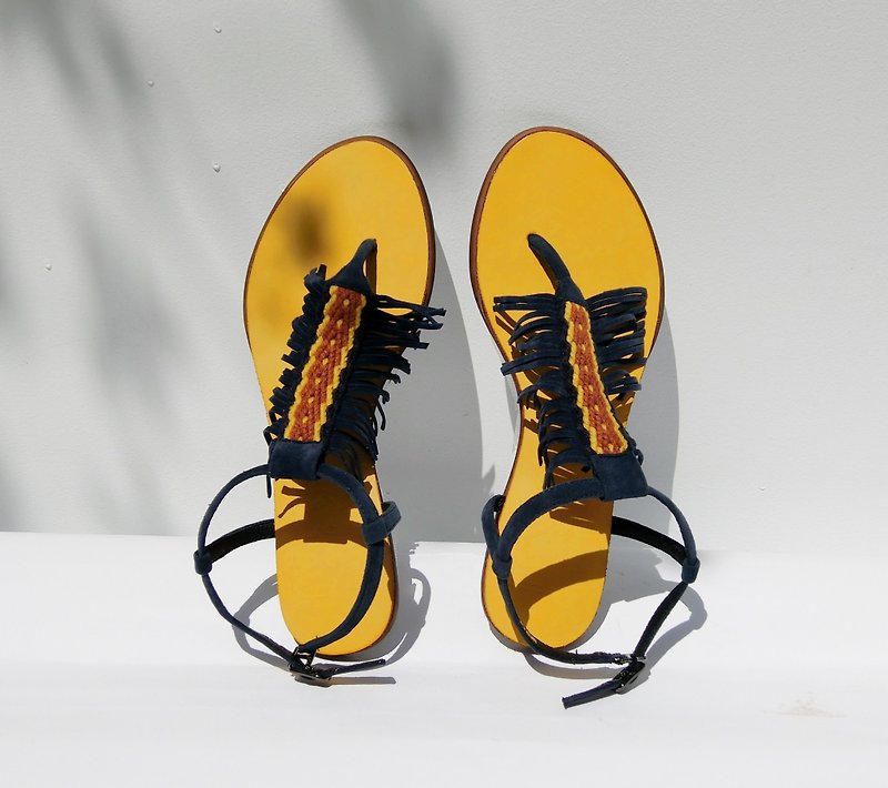 畫兒#8070||秋日夾腳涼鞋  夏威夷裙襬 || - 涼鞋 - 聚酯纖維 黃色