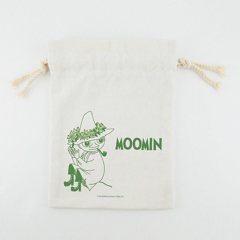 Authorized by Moomin-Drawstring Pocket/Storage Bag/Universal Bag Akin (Large/Medium/Small) - กระเป๋าเครื่องสำอาง - ผ้าฝ้าย/ผ้าลินิน สีเขียว