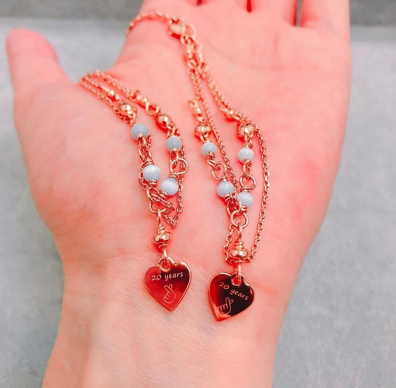 [2-in-1 girlfriend bracelet] A little bit of rose Stone love - Bracelets - Gemstone 