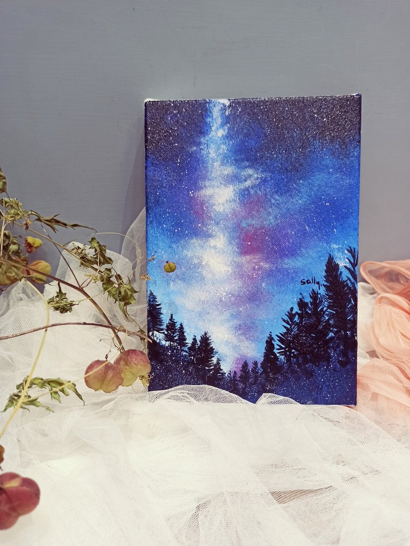 Acrylic painting class-Valentine's Day experience with girlfriends hand-made gifts along the starry sky along the river night sky - วาดภาพ/ศิลปะการเขียน - ผ้าฝ้าย/ผ้าลินิน 