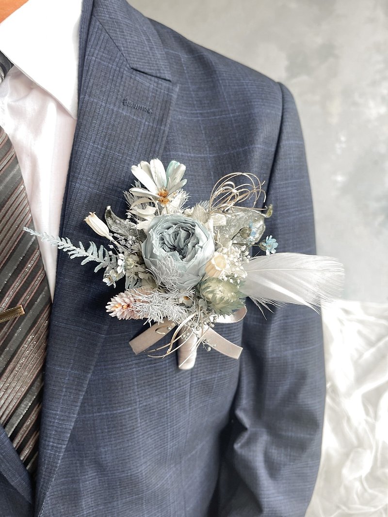 Preserved flower wedding corsage - ช่อดอกไม้แห้ง - พืช/ดอกไม้ สีน้ำเงิน