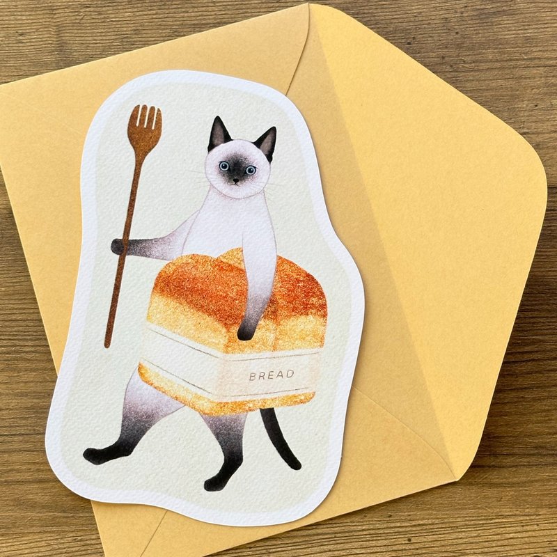 Styling Card [Siamese Cat Carrying Toast] - การ์ด/โปสการ์ด - กระดาษ 