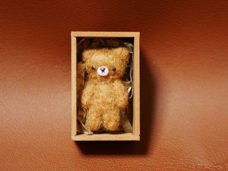 迷你羊毛氈熊 - 公仔/玩偶 - 羊毛 咖啡色