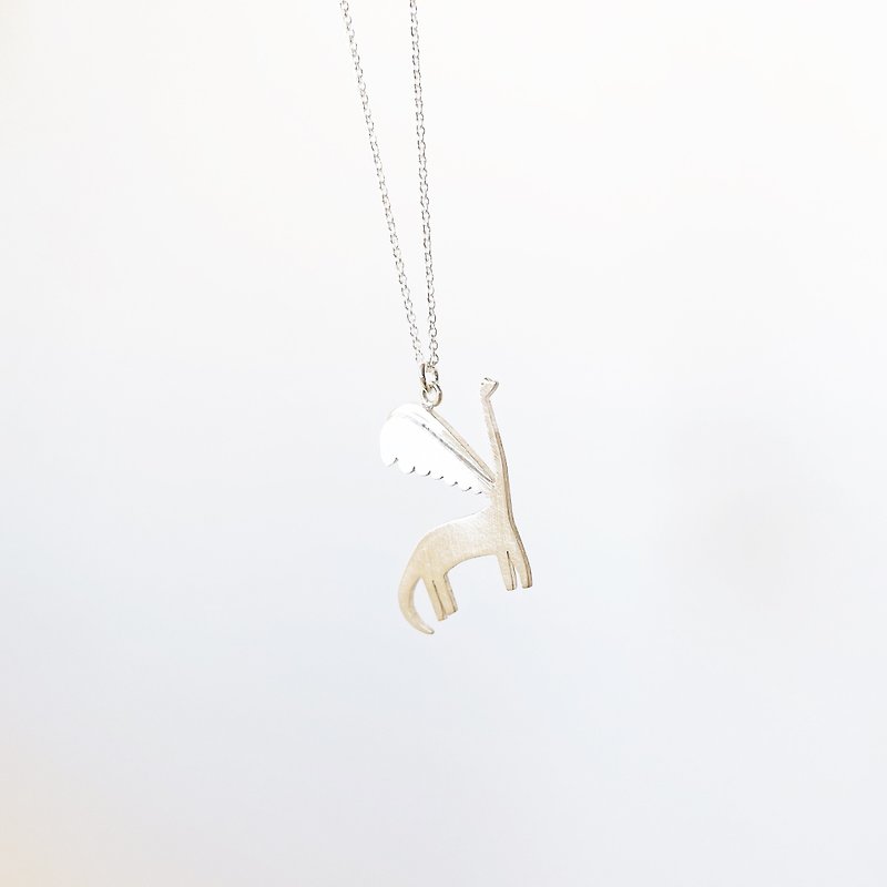 [Graduation Gift] Wings Dragon Sterling Silver Necklace - Necklaces - Sterling Silver Silver