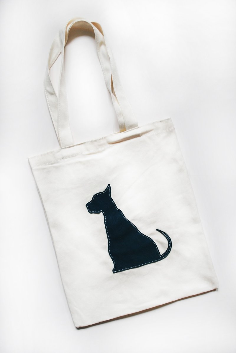 Sheep dog canvas bag / shoulder bag - Messenger Bags & Sling Bags - Genuine Leather White