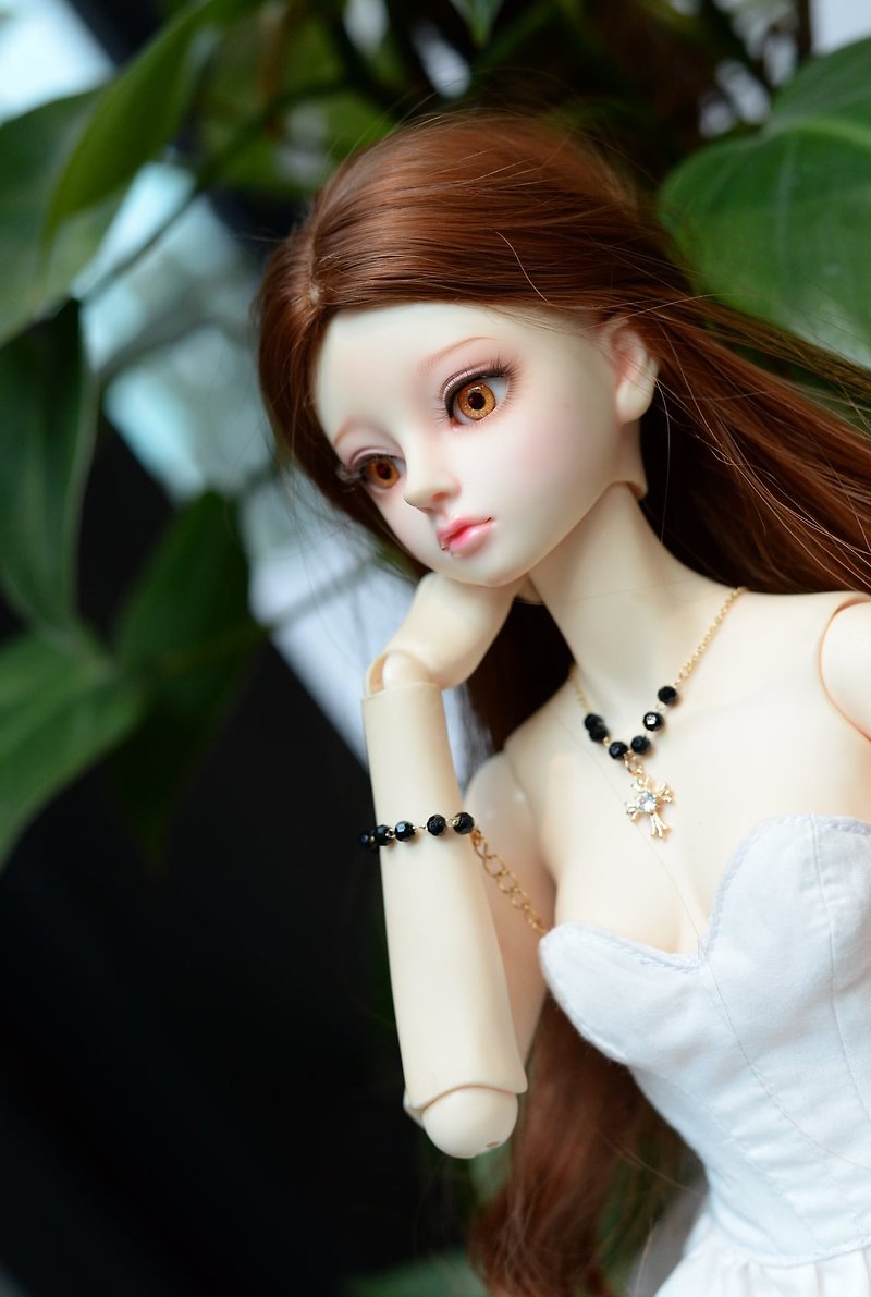 accessories for BJD doll DD  1/3  Black and Gold Necklace and bracelet - 玩偶/公仔 - 其他金屬 黑色