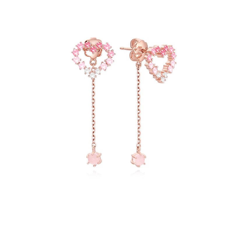 Aloha Pink Pavé Heart Earrings (Rose gold) - ต่างหู - เงินแท้ 
