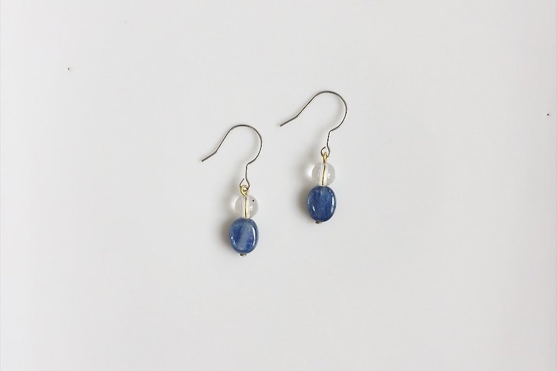 Hi sparkling day natural stone shaped earrings - ต่างหู - เครื่องเพชรพลอย สีน้ำเงิน