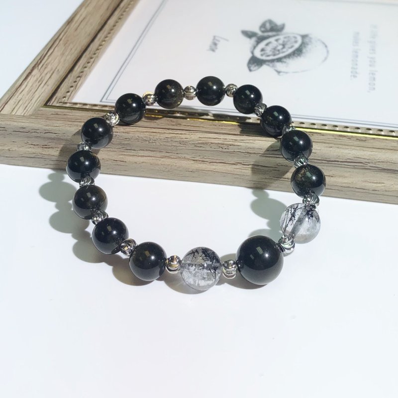Natural Stone Crystal Bracelet - สร้อยข้อมือ - คริสตัล สีดำ