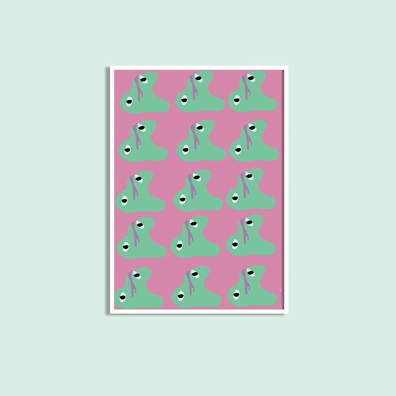 エイリアンオブジェクト-オリジナルイラスト装飾画 - ウォールデコ・壁紙 - 紙 ピンク