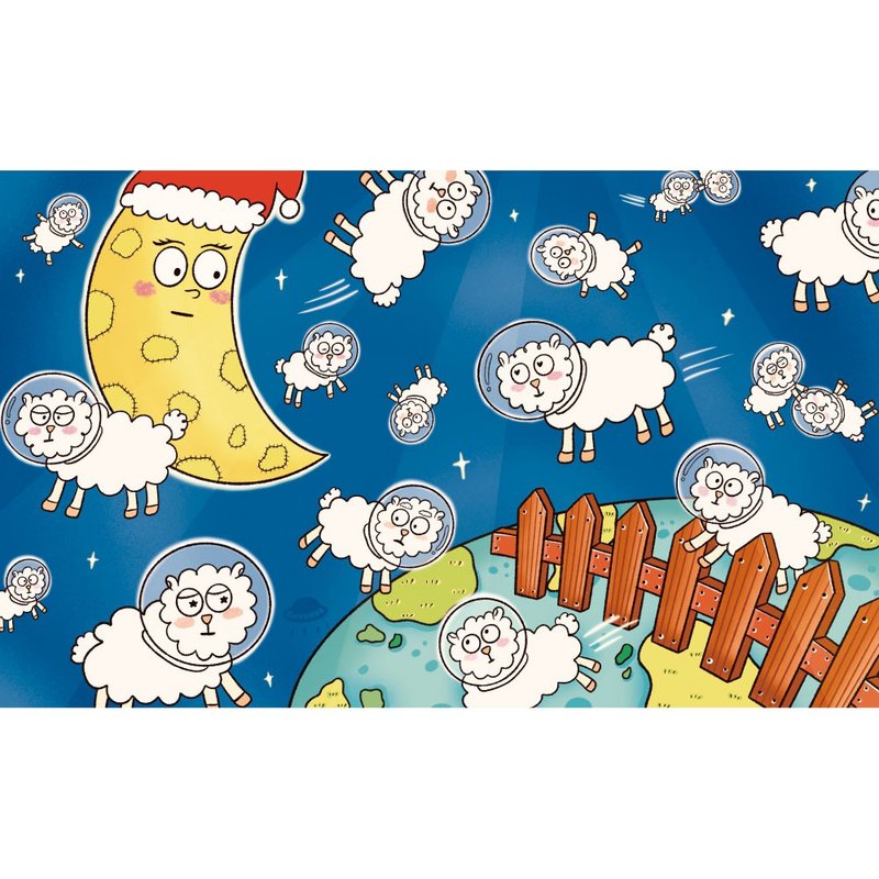 [Gecko Puzzle Wall Painting] I Count Sheep So I Can't Sleep Taiwan Original Illustration - เกมปริศนา - ไม้ สีน้ำเงิน