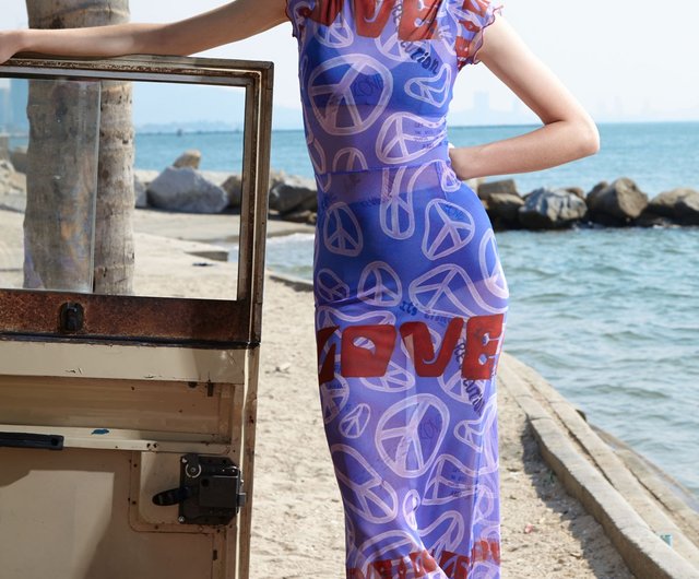 Aprilpoolday / GODET DRESS / Violet Peace APRILPOOLDAY