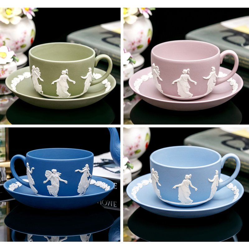 英國製 Wedgwood 手工浮雕 翩然起舞女神 陶瓷咖啡杯碟組 - 咖啡壺/手沖壺 - 瓷 