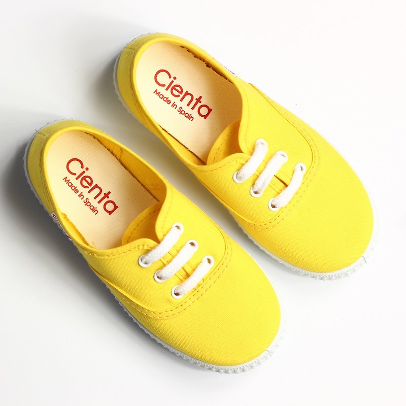 Spanish nationals canvas shoes CIENTA 52000 04 yellow big children, women's shoes size - รองเท้าลำลองผู้หญิง - ผ้าฝ้าย/ผ้าลินิน สีเหลือง