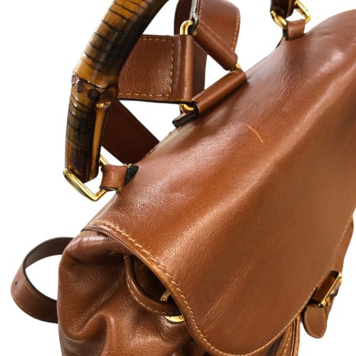 日本直送 名牌中古包 】GUCCI グッチ バンブー バックパック ブラウン