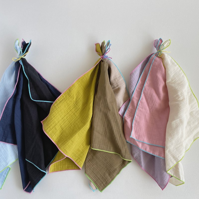 Double yarn handkerchief set (a set of three pieces) - ผ้าเช็ดหน้า - ผ้าฝ้าย/ผ้าลินิน 