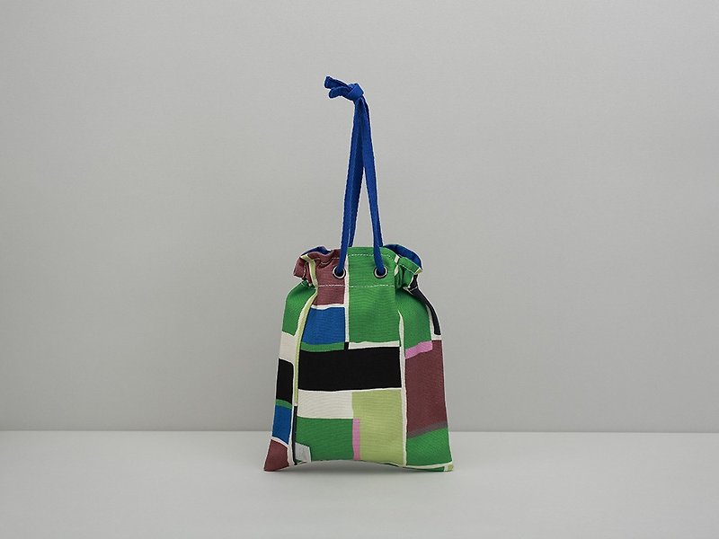 Eye bundle bag / universal bag / TDS green square (bundle, handbag, shoulder) - กระเป๋าเครื่องสำอาง - ผ้าฝ้าย/ผ้าลินิน สีเขียว