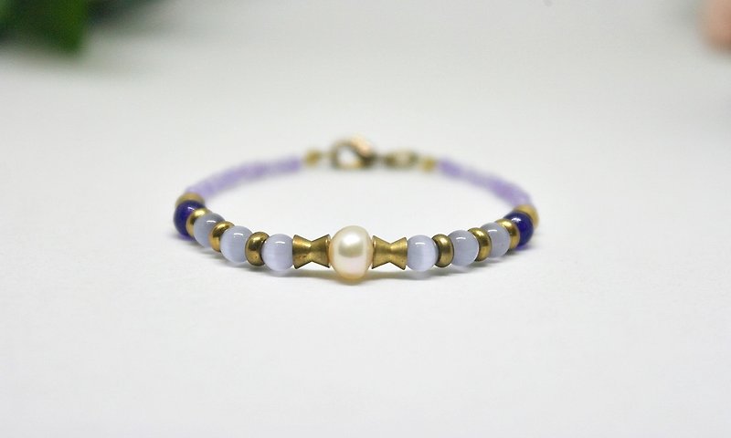Natural stone _ x Bronze coin bracelet purple Fantasy -> limits the X1 # # Stone amethyst - Bracelets - Gemstone Purple