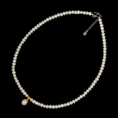 正佳珠寶 Gemsrich Jewelry 【正佳珠寶】天然淡水珍珠 4mm 925銀電鍍24K吊墜 珍珠項鍊