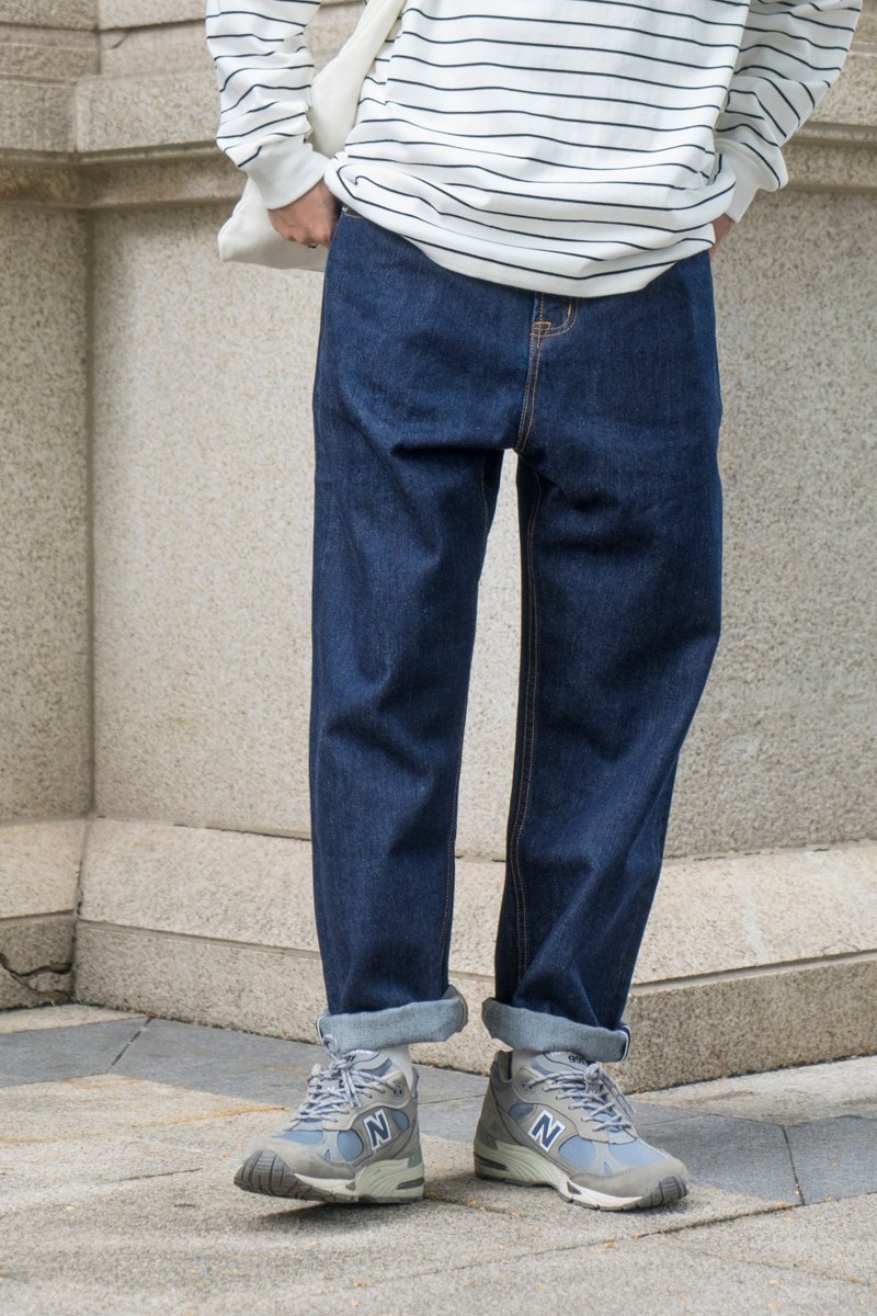DENIM PANTS 原色單寧牛仔褲 美式復古休閒寬鬆直筒赤耳牛仔褲 - 男長褲/休閒褲 - 棉．麻 藍色