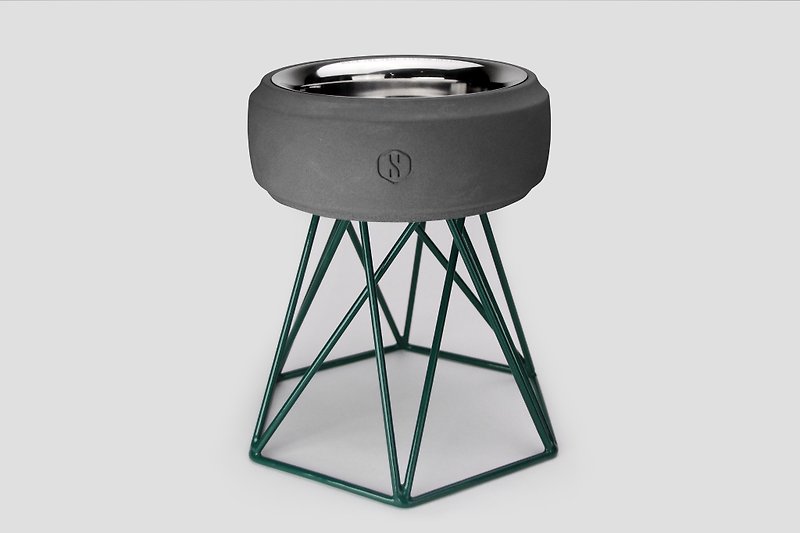 COZY 寵物碗(M2) -黑水泥 / 綠 - 寵物碗/碗架 - 水泥 綠色