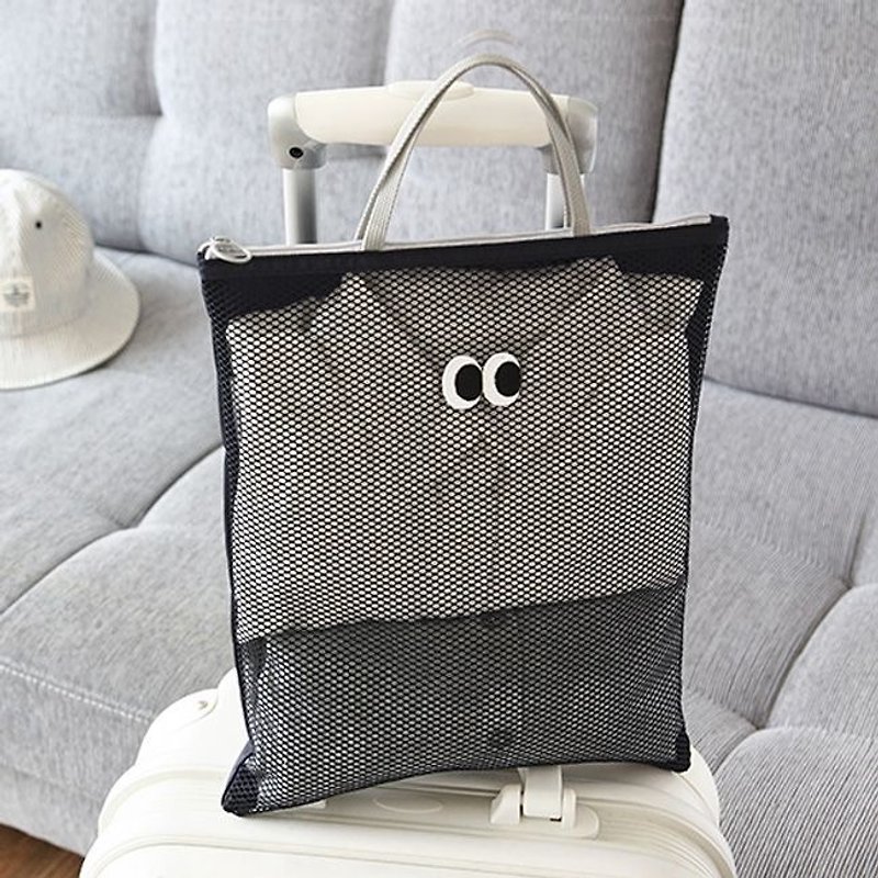 Smiley hole universal tote bag - iron gray blue, LWK33936 - Handbags & Totes - Plastic Black