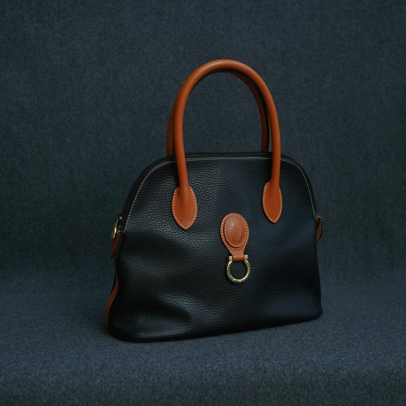 versailles genuine leather handbag medium vintage antique bag mother's day - กระเป๋าถือ - หนังแท้ สีดำ