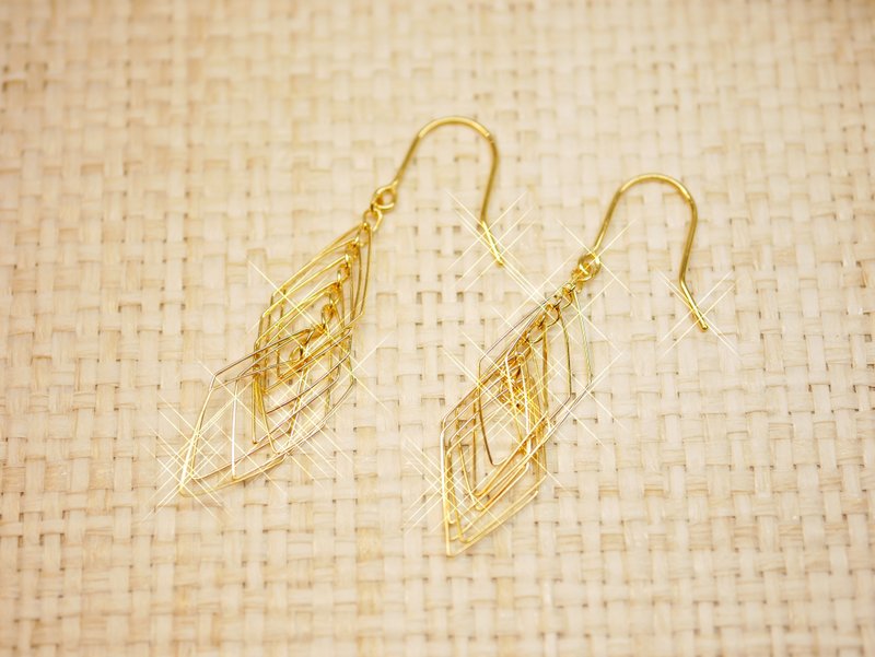 Gold Earrings - Diamond Drop Earrings - Gold 9999 - ต่างหู - ทอง 24 เค สีทอง