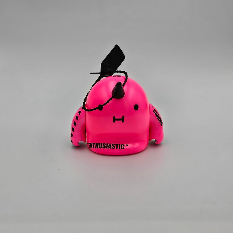 【【オリジナルフィギュア】タグ付け不可ネオンオレンジユニコーン恐竜 - 人形・フィギュア - プラスチック ピンク