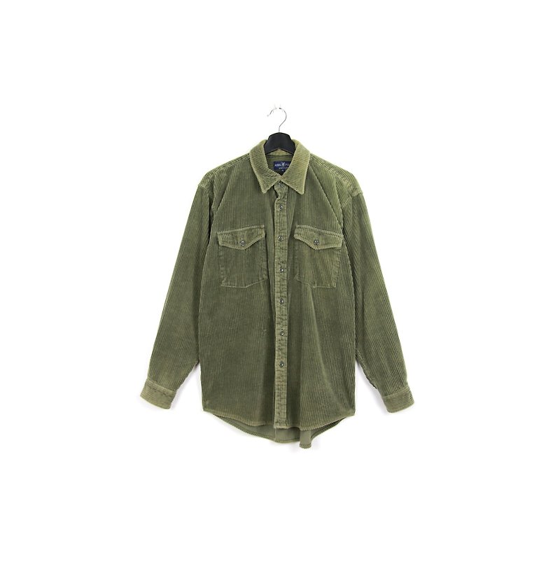 Back to Green :: Corduroy thick stripes sapphire / / men and women can wear / / vintage Shirts - Men's Shirts - Other Materials 