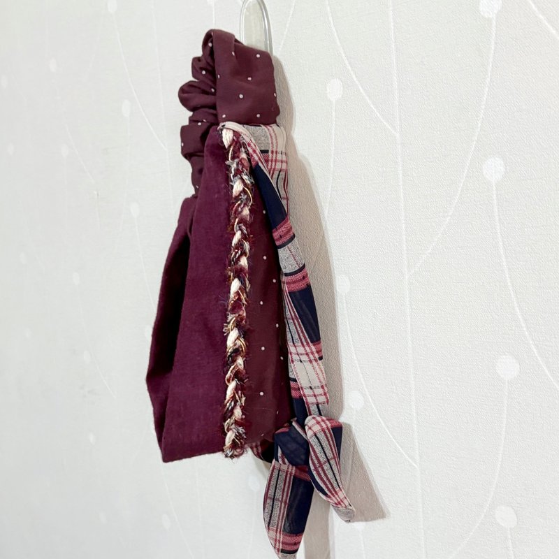 Multi-use Tie Elastic Hairband / Mask Relief Double Bow Wide Headband Bandana Lace Headband Hair Accessory - ที่คาดผม - วัสดุอื่นๆ สีกากี