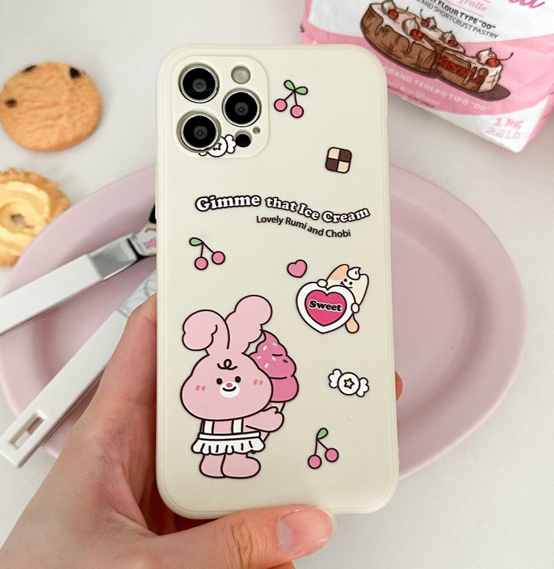 Sweet dessert rabbit Beige Mobile phone case Silicone Protective Case - Phone Cases - Silicone Brown