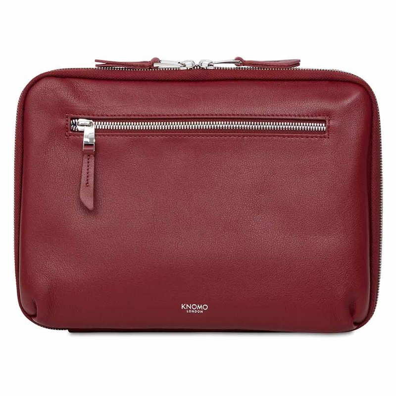 [Clearance Surprise] Knomad Organiser 10.5” Leather Cowhide Clutch Flat Bag (Burgundy) - Tablet & Laptop Cases - Genuine Leather Red