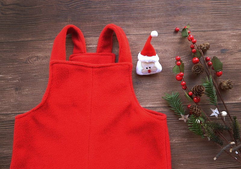 聖誕 寶寶吊帶褲 - 嬰兒連身衣/包被/包巾 - 羊毛 紅色