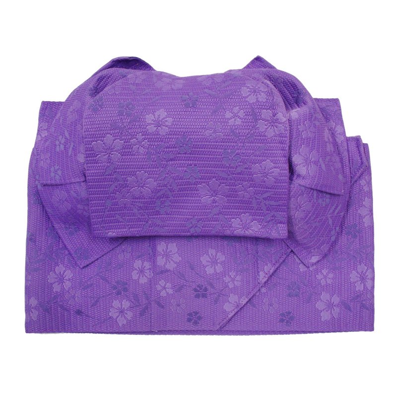 Yukata Obi Obi Bunko Ribbon Purple Made in Japan No.11 - เข็มขัด - วัสดุอื่นๆ สีม่วง