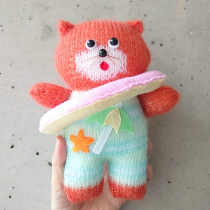 Plush toy, crocheted toy, Bilbo the cat - ตุ๊กตา - ขนแกะ สีส้ม