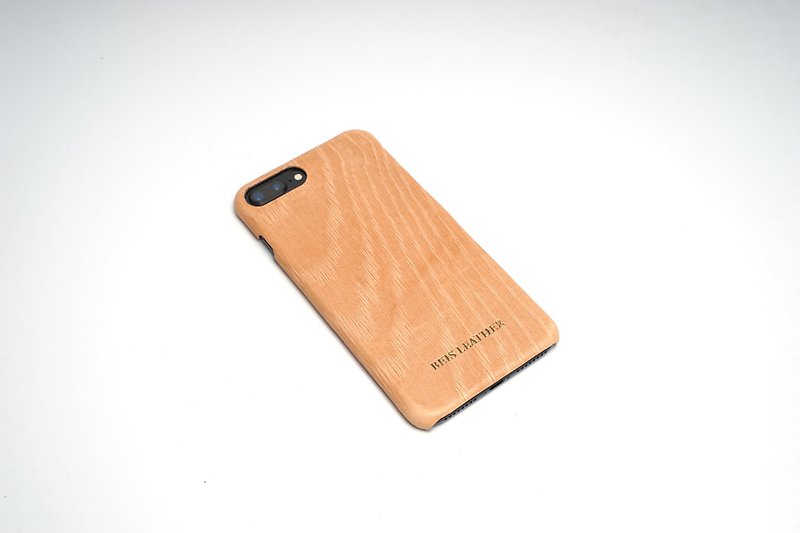 [BEIS] Customized phone case | Japanese wood grain leather | Hot stamping and engraving - Phone Cases - Genuine Leather 