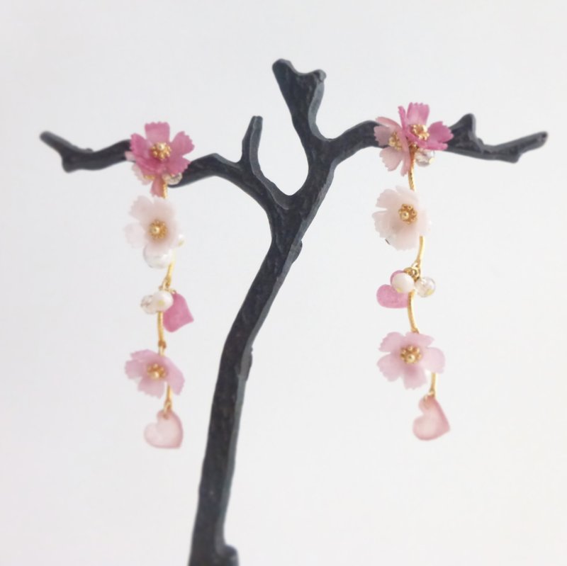 Yuzu sway cosmos earrings / earrings - 耳環/耳夾 - 黏土 粉紅色