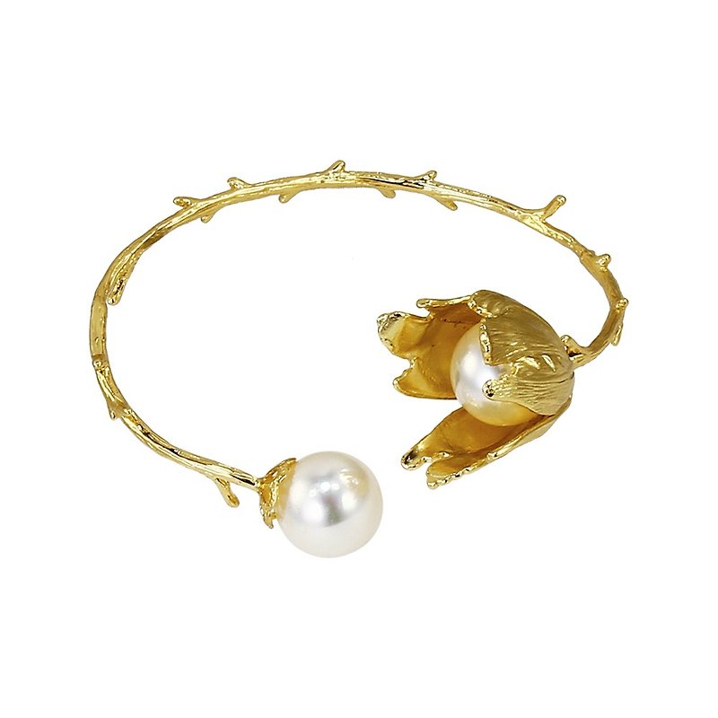 Hua Yong. Branch Bronze pearl bracelet - สร้อยข้อมือ - โลหะ สีทอง